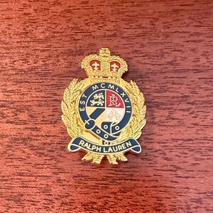 Vintage Ralph Lauren Gold and Navy Emblem Pin